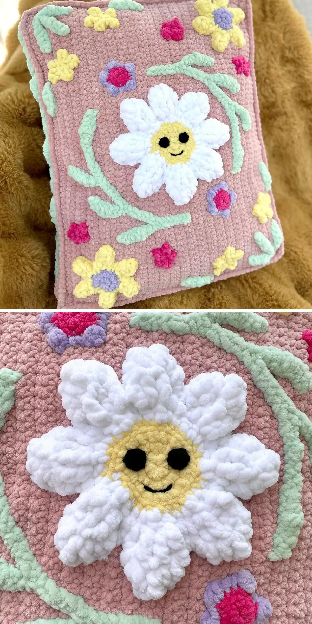 Sparkling Star Crochet Pillow, a whimsical yellow star design with gentle texture.