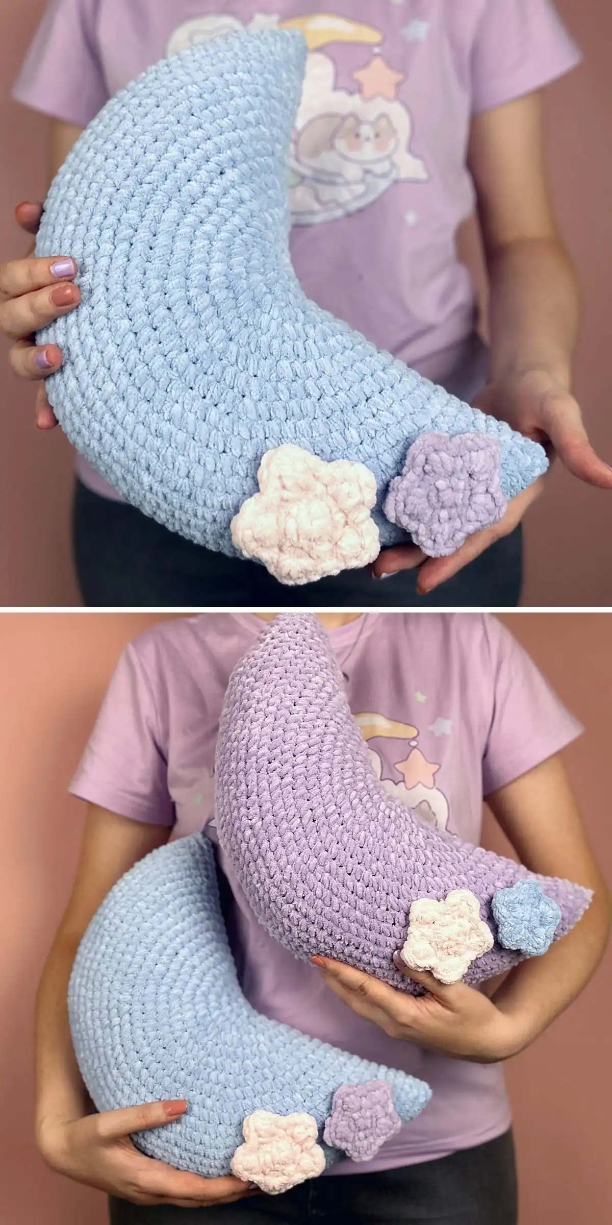 Cozy Donut Crochet Pillow, a round donut with colorful frosting and sprinkles.
