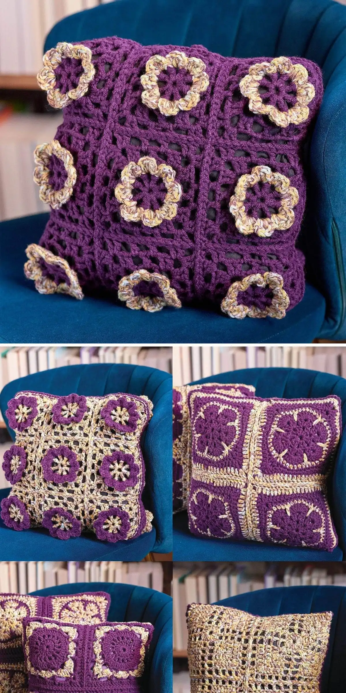 Superhero Mask Crochet Pillow, a bold red superhero mask with eye cutouts.