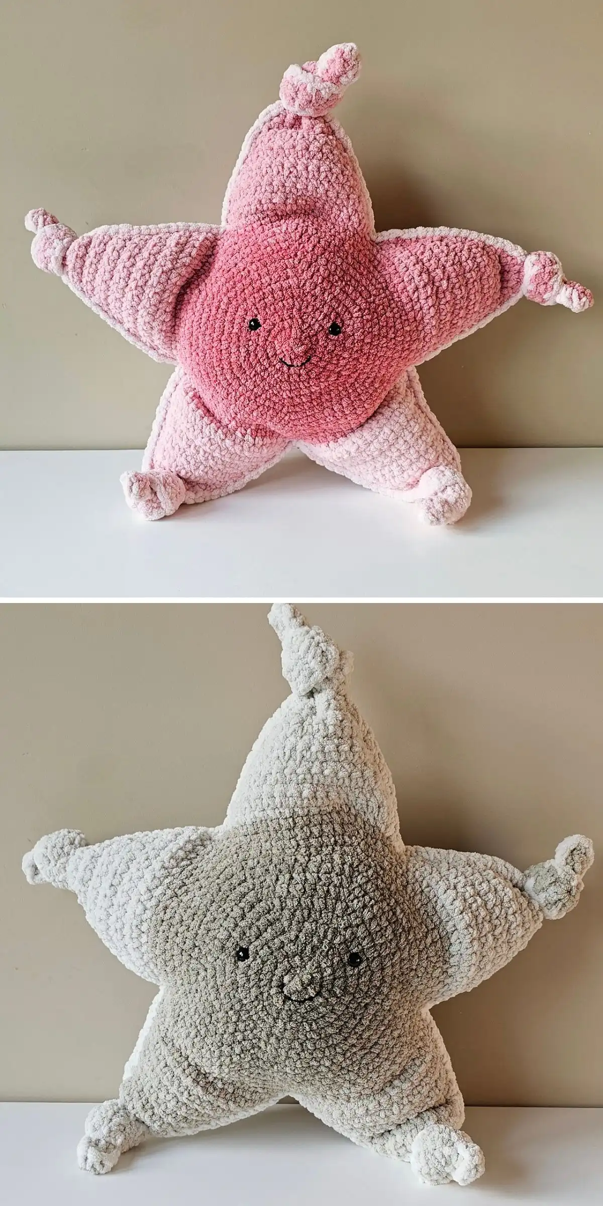 Sleepy Owl Crochet Pillow, a brown owl with large sleepy eyes and tufts.