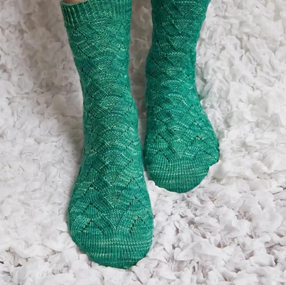 Close-up of classic ribbed knitted socks in a solid color, highlighting the perfect everyday texture from the Top 10 Free Knitted Socks Patterns.