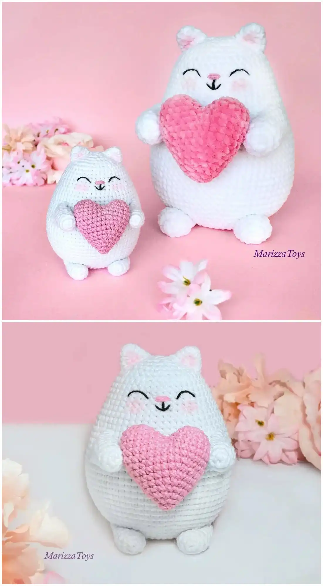 Two knitted 'Amigurumis Valentine’s Koala' bears sitting on a branch, adorned with scarves, embodying love and coziness.