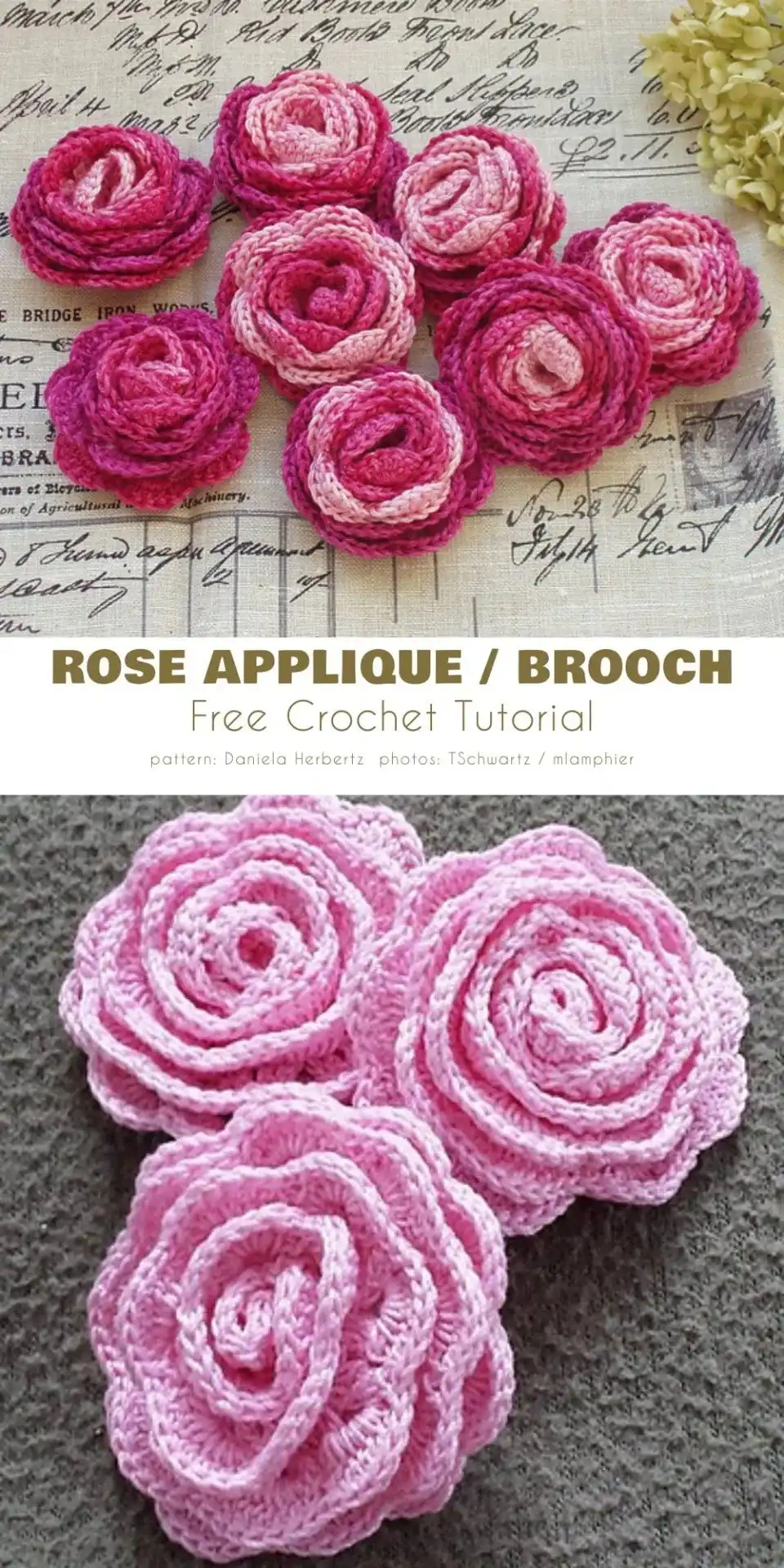 A small, textured autumn berry flower crochet applique in rich red tones, perfect for seasonal decorations from the Variety of Flower Appliques Free Crochet Patterns.