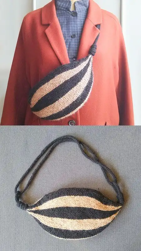 A Waist Crochet Crossbody Bum Bag combining crocheted fabric with leather accents on the strap and base.