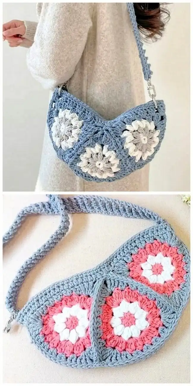 Close-up of durable metal hardware, including zippers, D-rings, and buckles, for a Waist Crochet Crossbody Bum Bag.