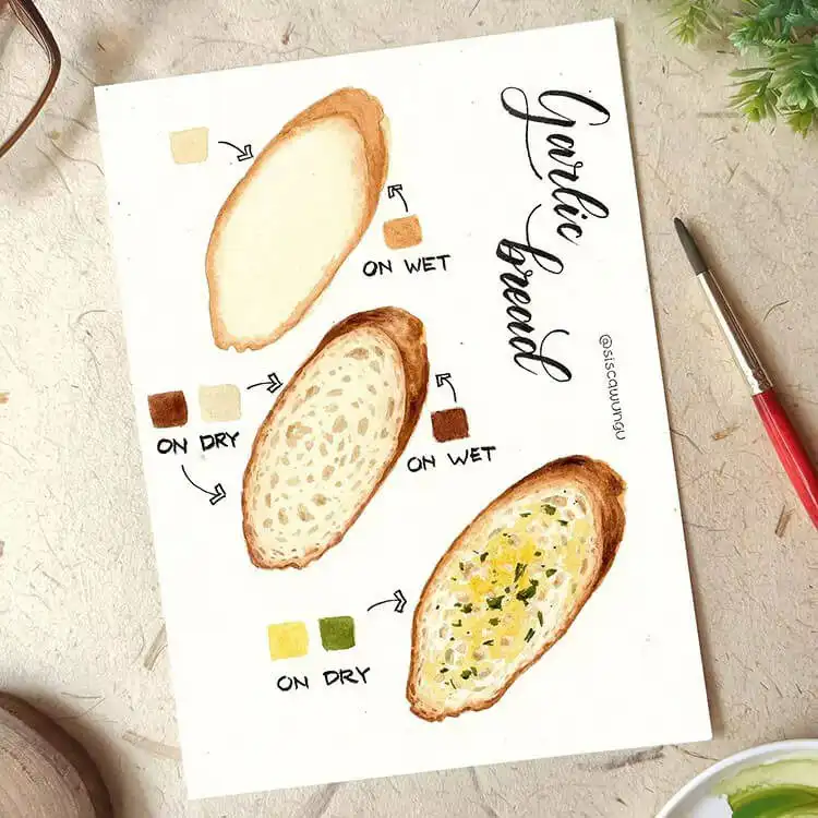 Watercolor Cherry Cheesecake Dessert Tutorial - Watercolor Painting Ideas 1 Watercolor Cherry Cheesecake Dessert Tutorial showcase with a vibrant slice of cheesecake on a white background, highlighting painting ideas for beginners.