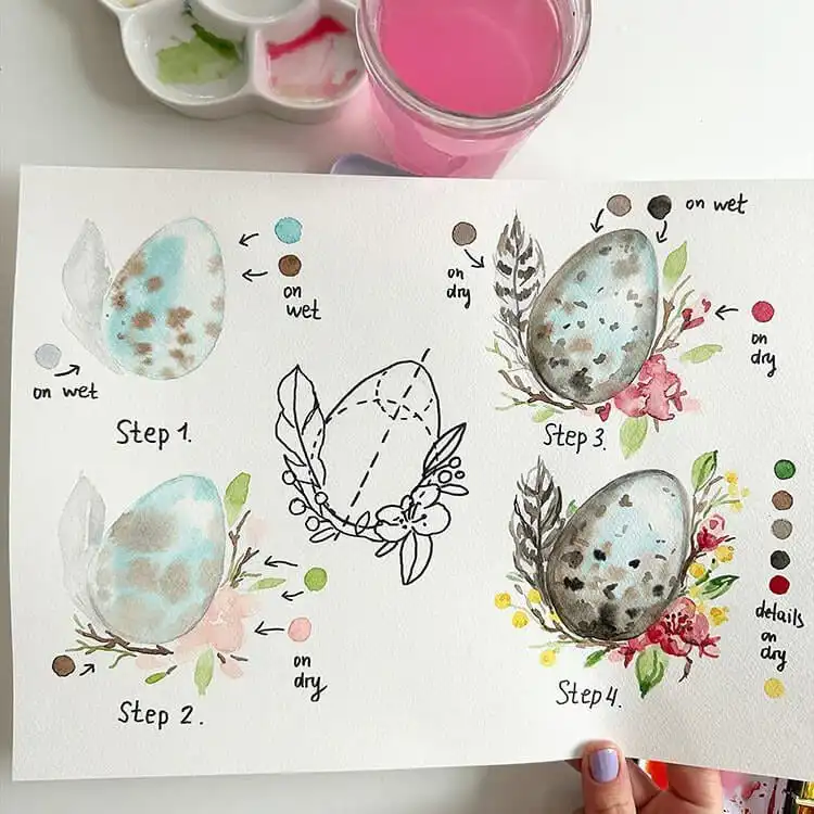 Detailed watercolor egg tutorial showing subtle shadows and highlights, excellent for practicing form and light