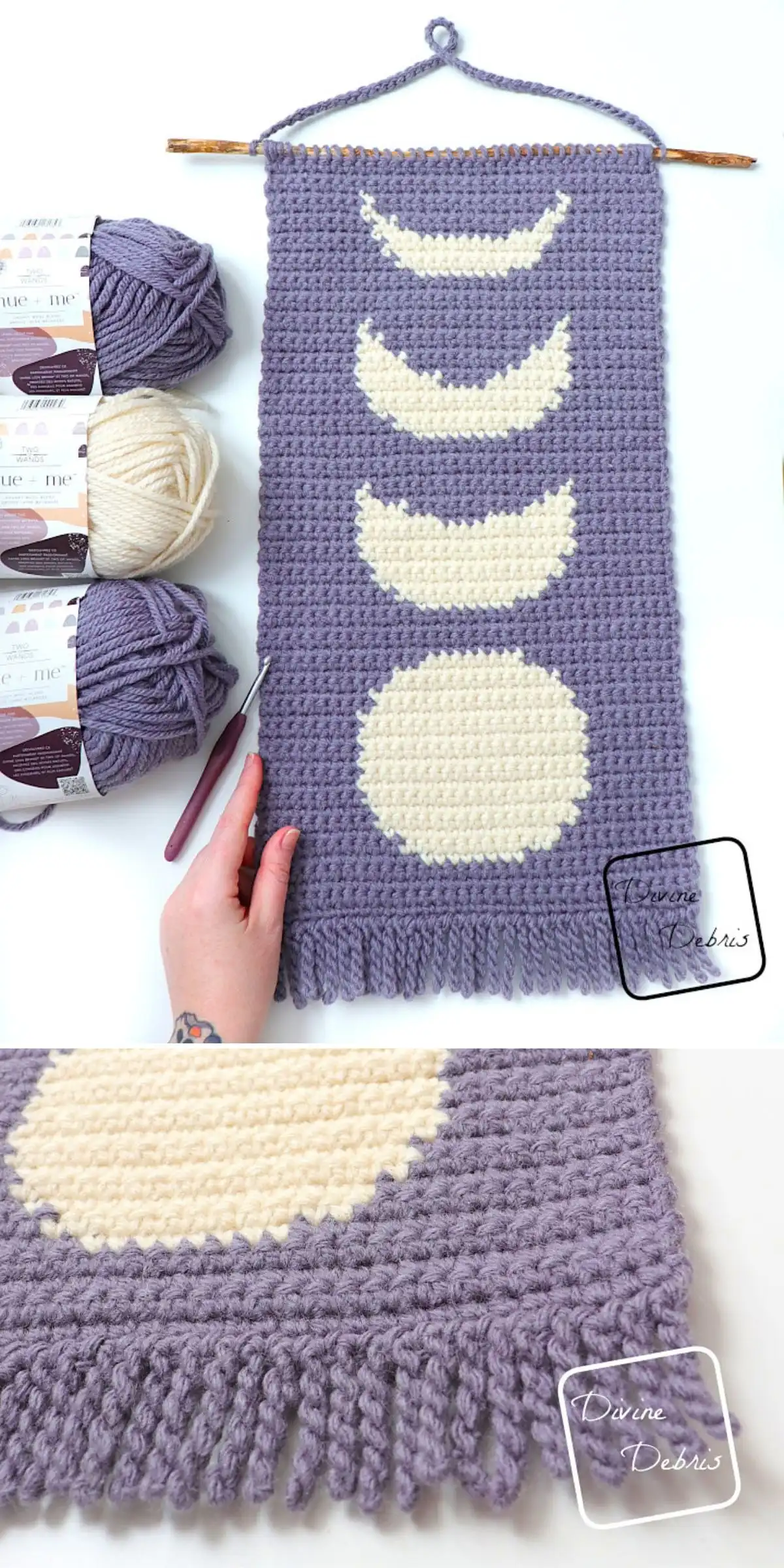 Wisteria Garland with Leaves Free Crochet Pattern 18 A dream catcher featuring a delicate white crochet web in its center, adorned with beads and feathers.