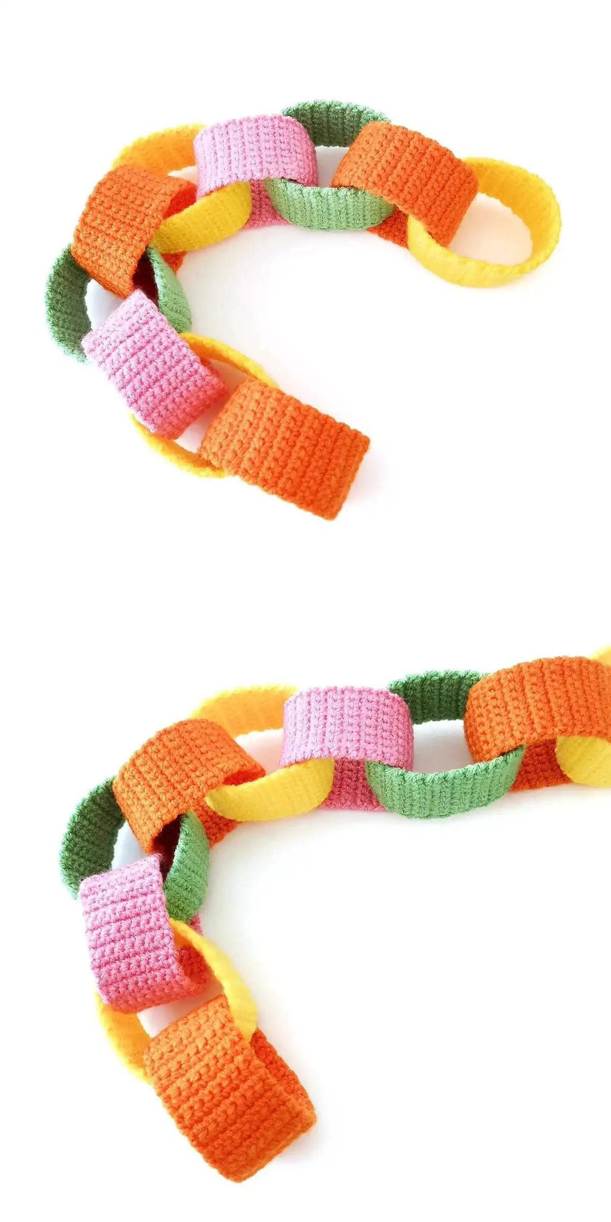 Wisteria Garland with Leaves Free Crochet Pattern 23 A kitchen towel with a decorative crochet topper and a button closure, hanging from an oven handle.