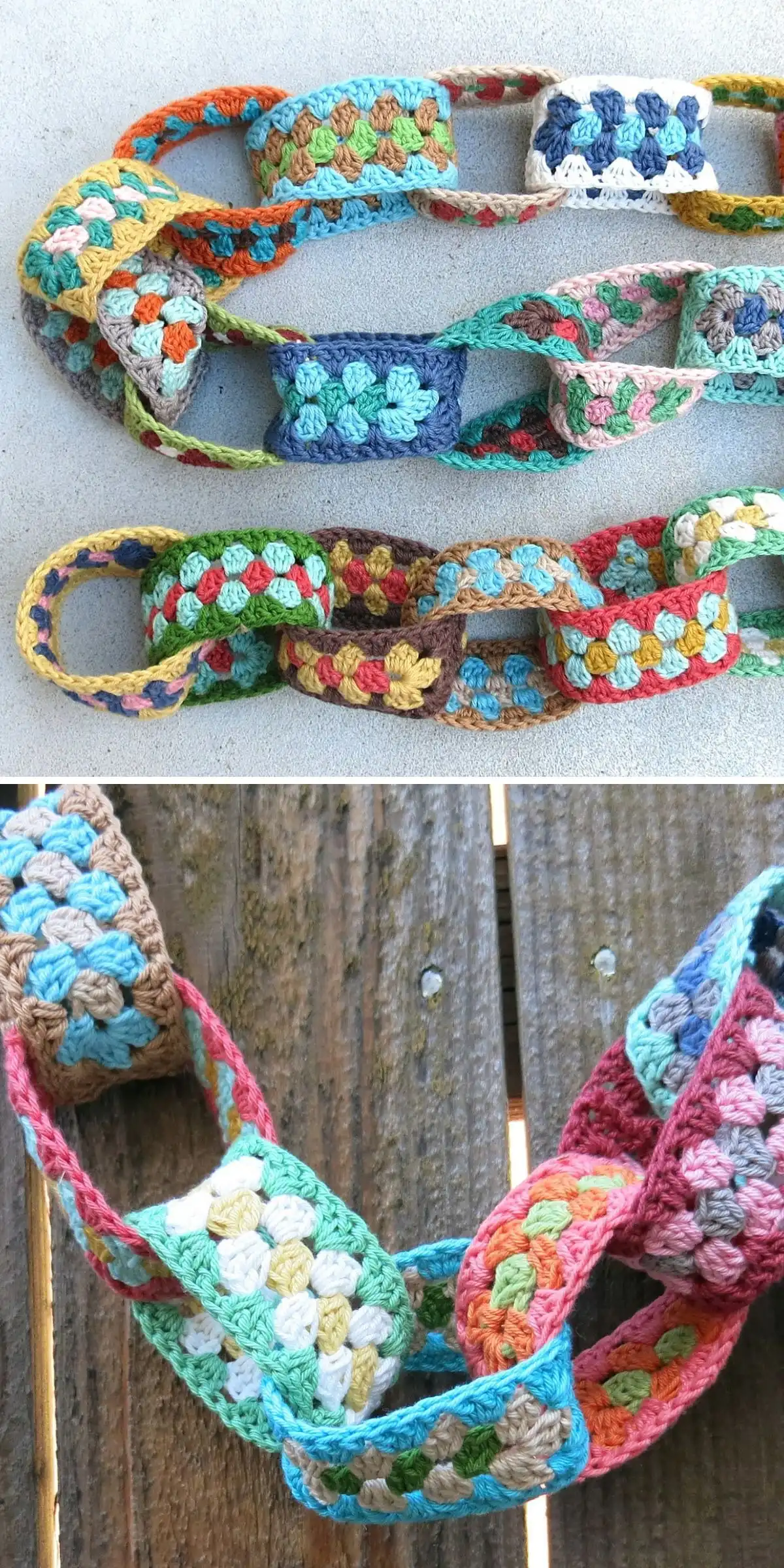 Wisteria Garland with Leaves Free Crochet Pattern 7 A large, chunky crochet basket in a neutral tone, featuring sturdy handles and filled with yarn skeins.