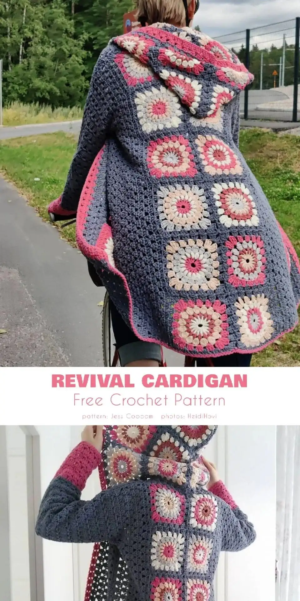 Overhead shot of various yarn skeins and crochet hooks next to a partially completed Women's Hoodie Cardigan, inspiring crafters to begin these Must Have Best Free Crochet Patterns.